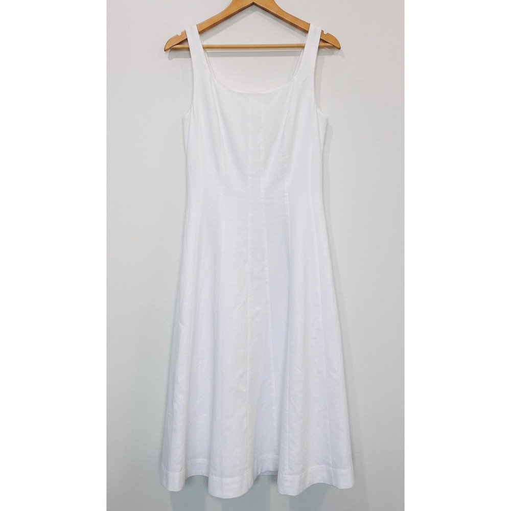 White A-Line Corset Midi Dress Womens 4 Sleeveless Pocket Cotton A New Day Bride